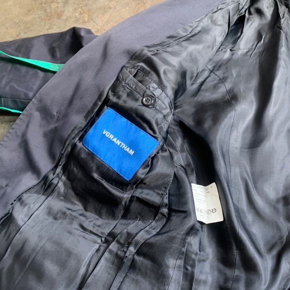 Vintage Dark Blue Made In Italy Long Jacket Coat Vgrantham - Picture 3 of 11